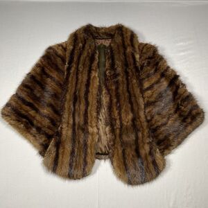 Vintage 1960s Fur Stole Cape Capelet Wrap Shawl Fancy Cover Soft